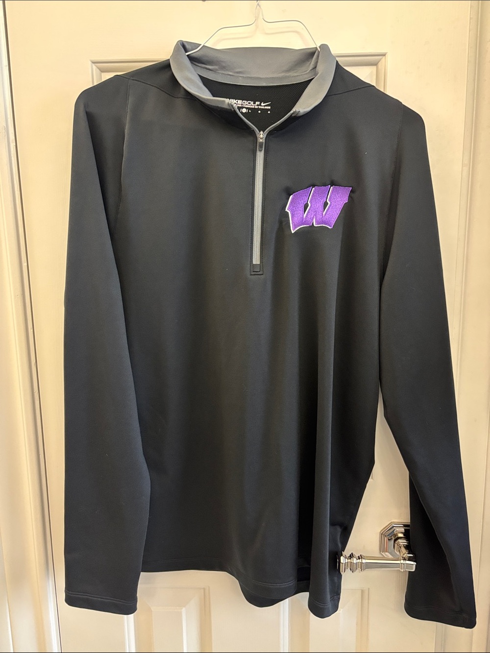 Nike Black Quarter-Zip Pullover with Purple University of Washington Emblem